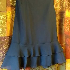 NWT Navy Blue Chiffon Lined Ruffled Skirt